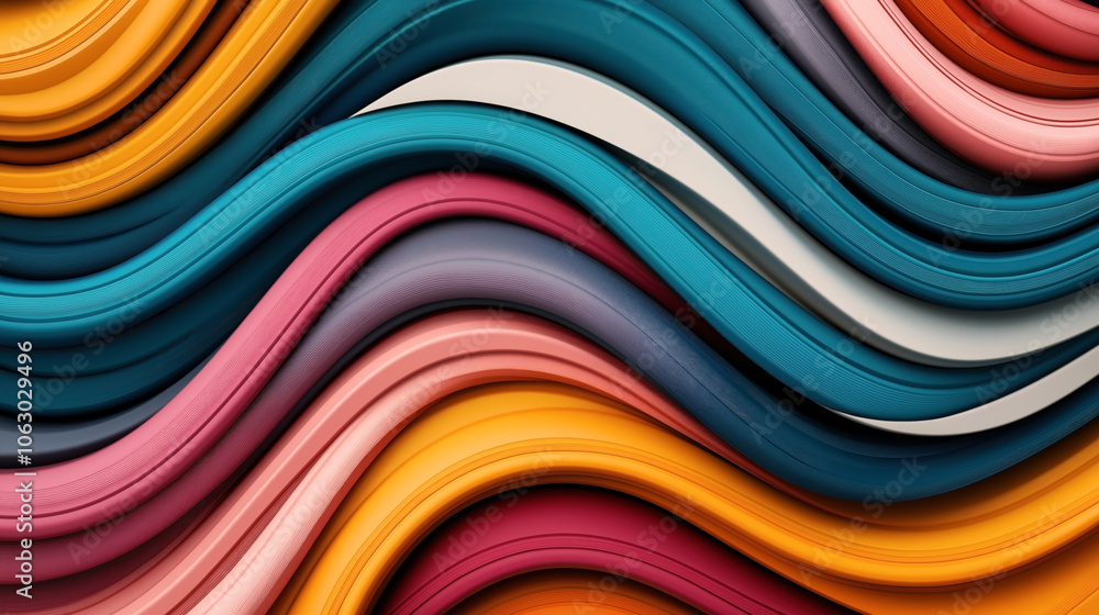 Abstract image featuring colorful wavy layers in hues of blue, pink, orange, and gray, creating a fluid and dynamic visual effect with a sense of movement and depth. Abstract image featuring colorful wavy layers in hues of blue, pink, orange, and gray, creating a fluid and dynamic visual effect with a sense of movement and depth.