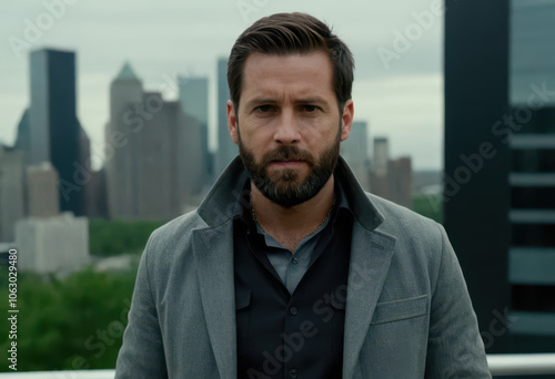 man standing in front of the city in the afternoon