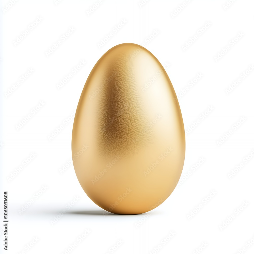A single golden egg isolated on a white background. A single golden egg isolated on a white background.