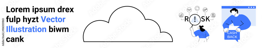 Cloud outline with Risk concept on left featuring risks icons around a ...
