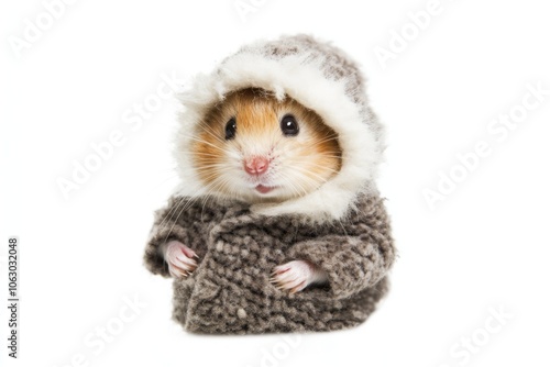 Adorable Hamster in Cozy Sweater for Winter-Themed Design photo