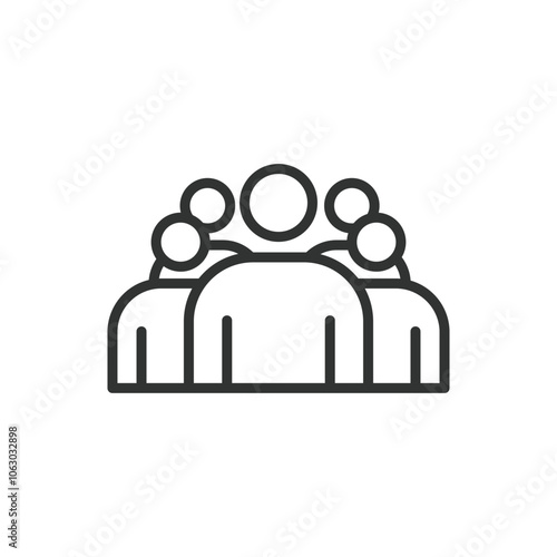 Big group, icon in line design. Group, community, crowd, people, teamwork, gathering, unity on white background vector. Big group editable stroke icon