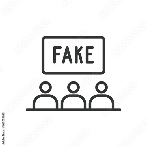 Misinformed icon in line design. Misinformed, misinformation, mistaken, misunderstanding, confusion, inaccurate, fake-news on white background vector. Misinformed editable stroke icon