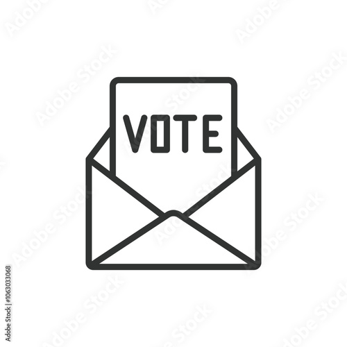 Postal voting icon in line design. Postal, voting, mail, ballot, election, absentee, envelope on white background vector. Postal voting editable stroke icon