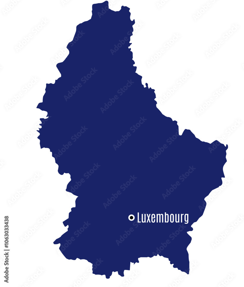 silhouette map of luxembourg with country capital silhouette map of luxembourg with country capital