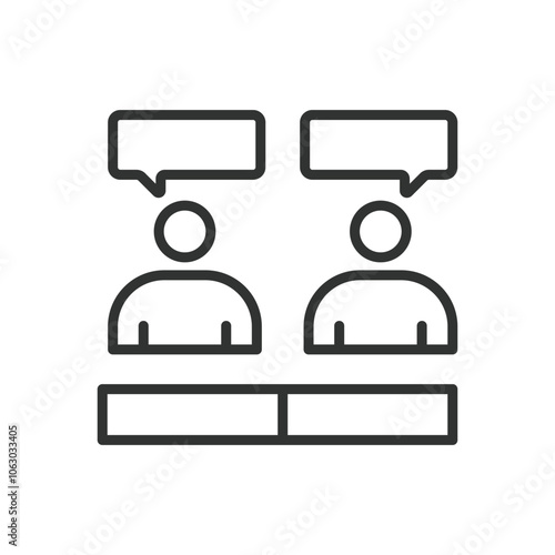 Debates statistic, icon in line design. Debates, statistics, analysis, discussion, opinion, polling, engagement on white background vector. Debates statistic editable stroke icon