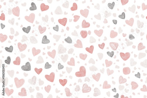 Wallpaper Mural Seamless Heart Pattern with Pink and Gray Hand-Drawn Style for Romantic Designs Torontodigital.ca