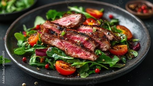 Smoked duck meat salad with natural fresh ingredients