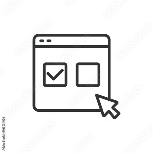 Online voting, icon in line design. Online, voting, internet, digital, election, secure, remote on white background vector. Online voting editable stroke icon