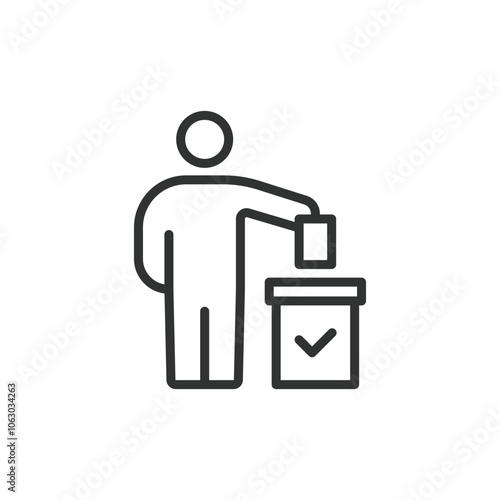 Voter turnout, icon in line design. Voter, turnout, participation, election, democracy, voting, civic on white background vector. Voter turnout editable stroke icon