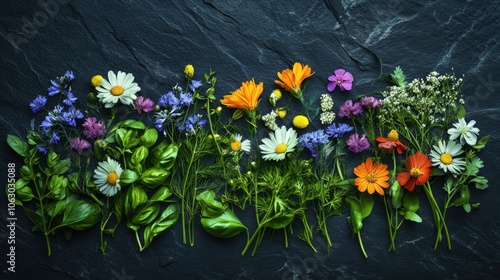 The Floral Arrangement on Slate photo