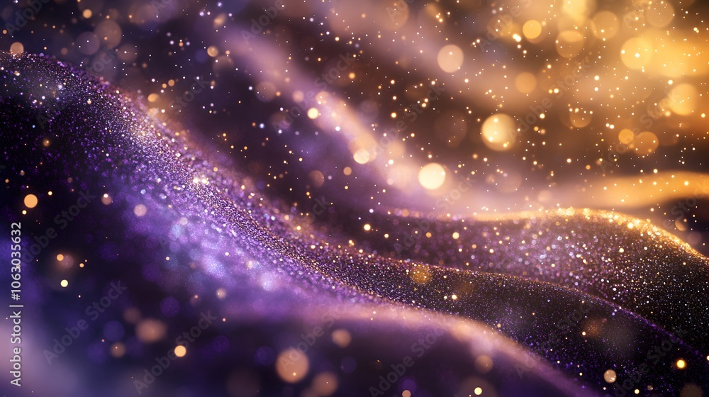 Obraz premium Abstract Purple and Gold Glitter with Bokeh Lights