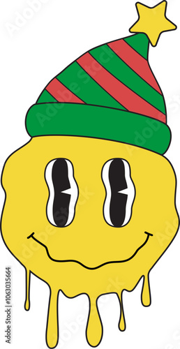 Melting face Retro Christmas Emoji.