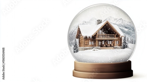 Winter Wonderland Snow Globe with Cabin in the Mountains
