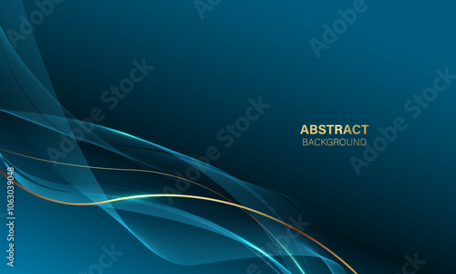 Abstract blue gold light luxury wave curve with blank space for text place design modern creative background vector