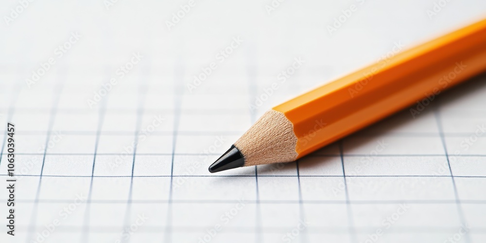 Orange pencil on grid paper, creating a dynamic and creative atmosphere. Orange pencil on grid paper, creating a dynamic and creative atmosphere.