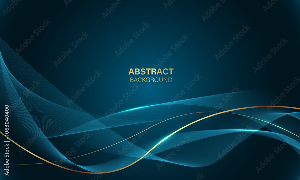 © patthana - Abstract blue gold light luxury wave curve with blank space for text place design modern creative background vector