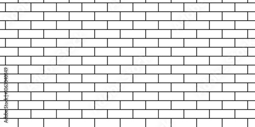 White brick blank home wall construction texture copy for space stucco panorama white tiles and black joint texture. pavement road white brick wall used for background.	
