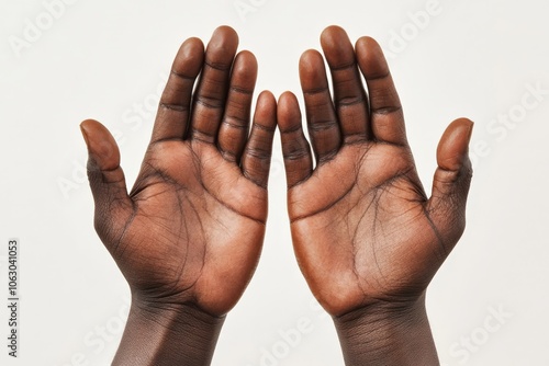 The image displays two open palms facing toward the viewer on a white background, symbolizing honesty, openness, and willingness to connect.