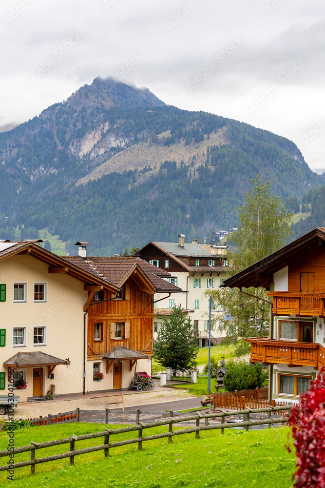 summer in Fassa valley and Canazei village, Italy summer in Fassa valley and Canazei village, Italy