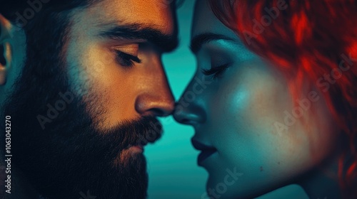 Two partners gazing into each other s eyes feeling a deep love and connection as soulmates united by the depths of their hearts in a soft blurred background photo