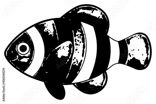 Cute clown fish cartoon on white background.