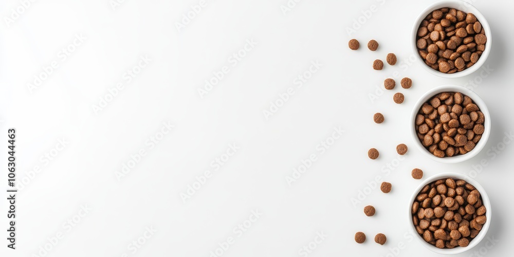 Three bowls of coffee beans on a clean white background. Three bowls of coffee beans on a clean white background.