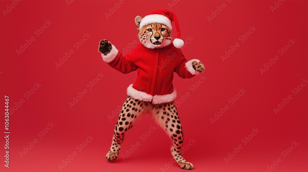 Cheetah in Santa Outfit Dancing Cheetah in Santa Outfit Dancing