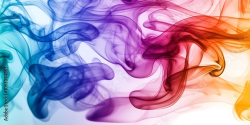 Swirling smoke bursts with vibrant colors, creating a dynamic scene. The colors blend and mix in a lively dance, showing movement and energy.