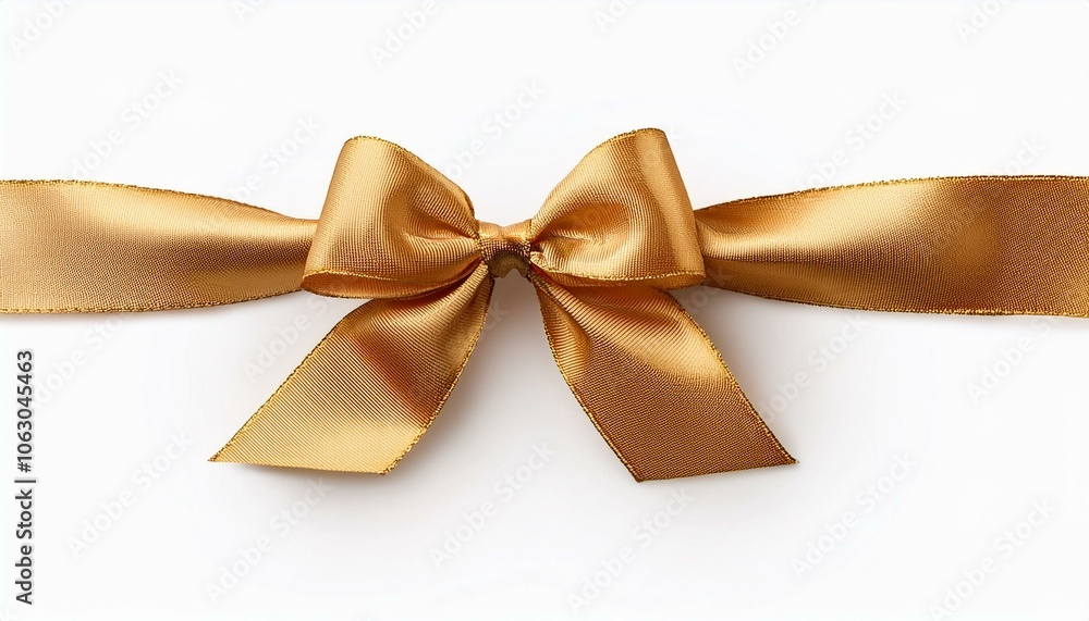 Decorative golden bow with long ribbon isolated on white background. Holiday decoration. Vector illustration Decorative golden bow with long ribbon isolated on white background. Holiday decoration. Vector illustration