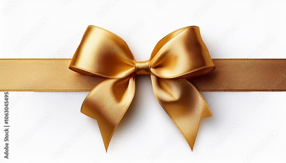 Decorative golden bow with long ribbon isolated on white background. Holiday decoration. Vector illustration Decorative golden bow with long ribbon isolated on white background. Holiday decoration. Vector illustration