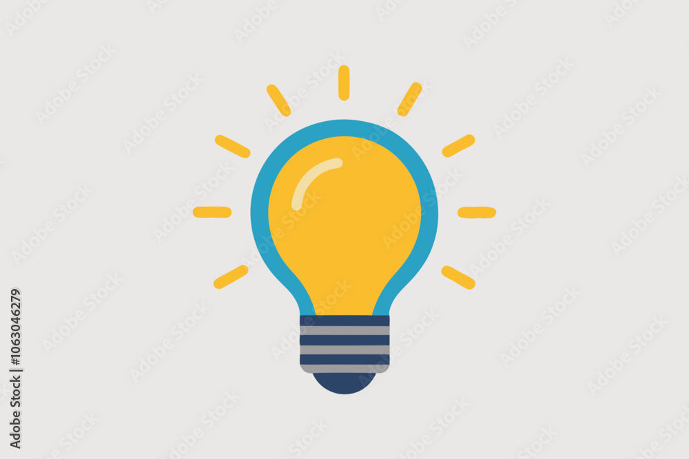 Light bulb icon on light background. Idea symbol. Electric lamp, light, innovation, solution, creative thinking, electricity. Outline, flat and colored style. Flat design. on white background. Light bulb icon on light background. Idea symbol. Electric lamp, light, innovation, solution, creative thinking, electricity. Outline, flat and colored style. Flat design. on white background.