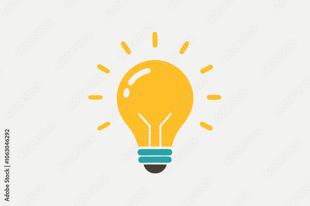 Light bulb icon on light background. Idea symbol. Electric lamp, light, innovation, solution, creative thinking, electricity. Outline, flat and colored style. Flat design. on white background. Light bulb icon on light background. Idea symbol. Electric lamp, light, innovation, solution, creative thinking, electricity. Outline, flat and colored style. Flat design. on white background.