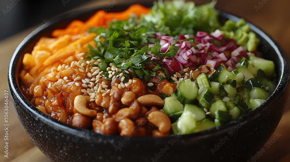 A Vibrant Salad Bowl with Fresh Vegetables, Nuts, and a Variety of Colorful Ingredients
A Vibrant Salad Bowl with Fresh Vegetables, Nuts, and a Variety of Colorful Ingredients