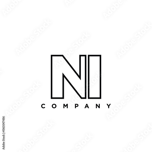 Letter N and I, NI logo design template. Minimal monogram initial based logotype.