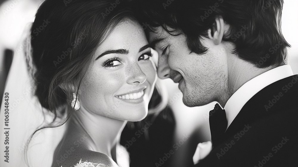Photo of a bride and groom at a wedding Photo of a bride and groom at a wedding