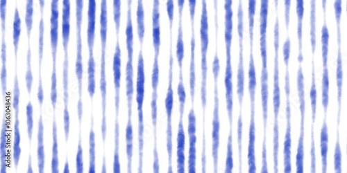 Blurred watercolor striped seamless pattern. Dark blue and white vertical wavy lines