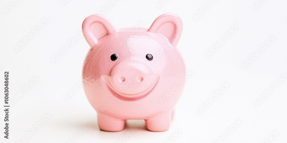 A charming pink piggy bank on a white isolate background. A charming pink piggy bank on a white isolate background.