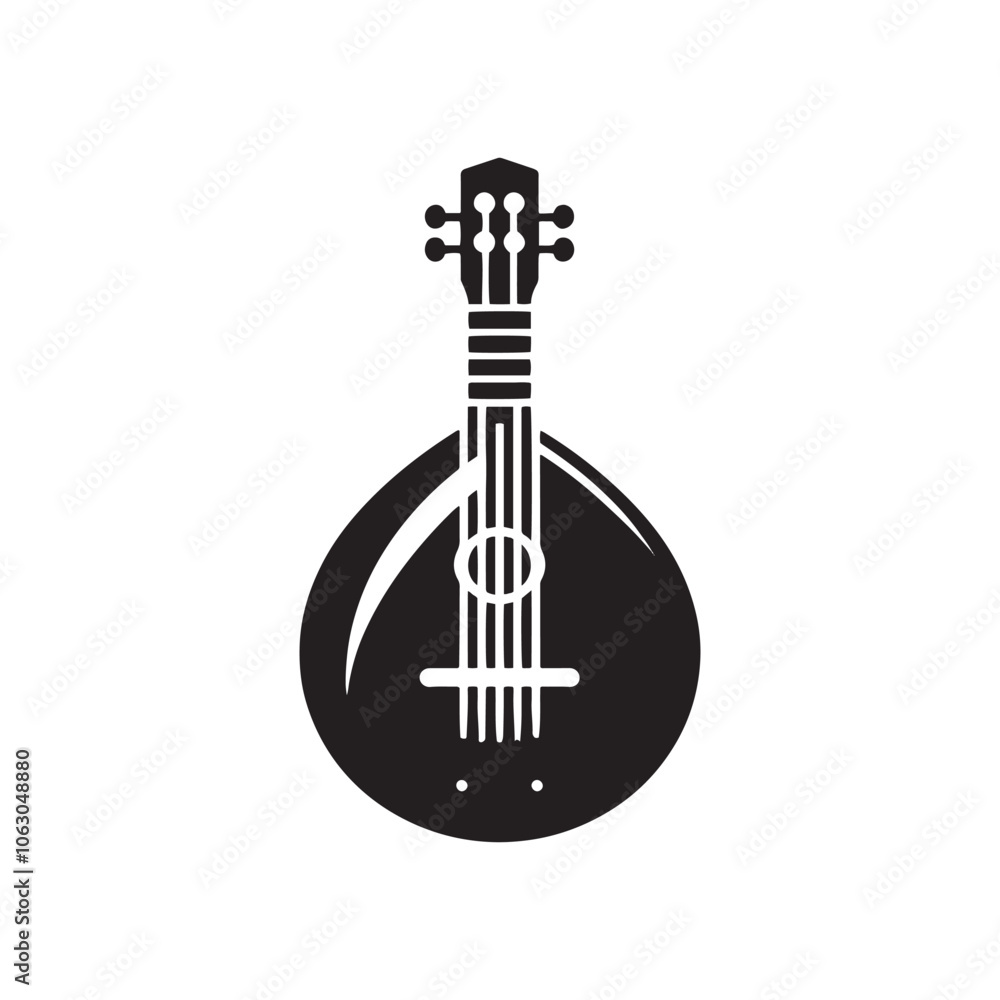 Bouzouki Silhouette - Minimalist Bouzouki Vector Art - Bouzouki Illustration. Bouzouki Silhouette - Minimalist Bouzouki Vector Art - Bouzouki Illustration.