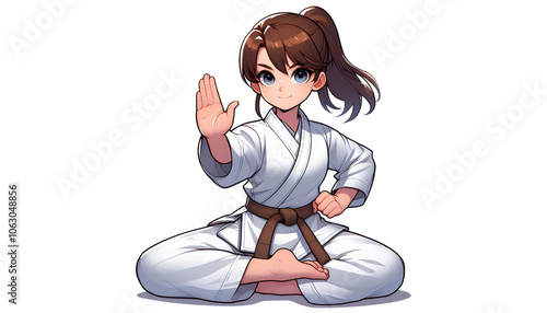 Dynamic Martial Artist Illustration in Cartoon Style