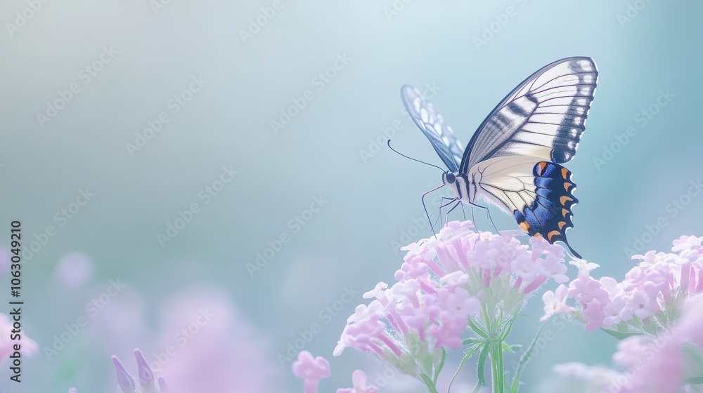 A butterfly is perched on a pink flower A butterfly is perched on a pink flower