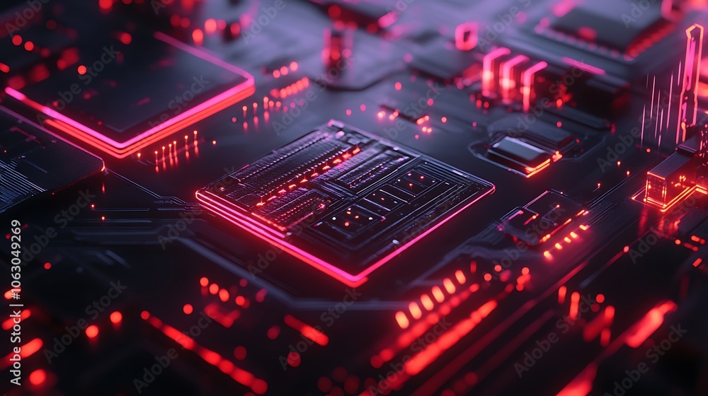 Close-Up of a Futuristic Circuit Board Close-Up of a Futuristic Circuit Board