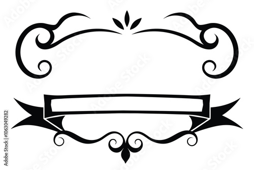
Decorative scroll Elegant frame with ribbon banner, blank space writing for text calligraphy lettering Header frame Vintage Ribbon, Filigree Ornate border menu ornaments Design Elements

