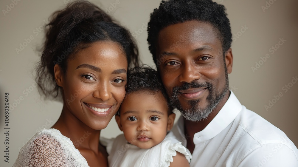 A smiling family of three, showcasing love and togetherness in a warm and intimate setting. A smiling family of three, showcasing love and togetherness in a warm and intimate setting.