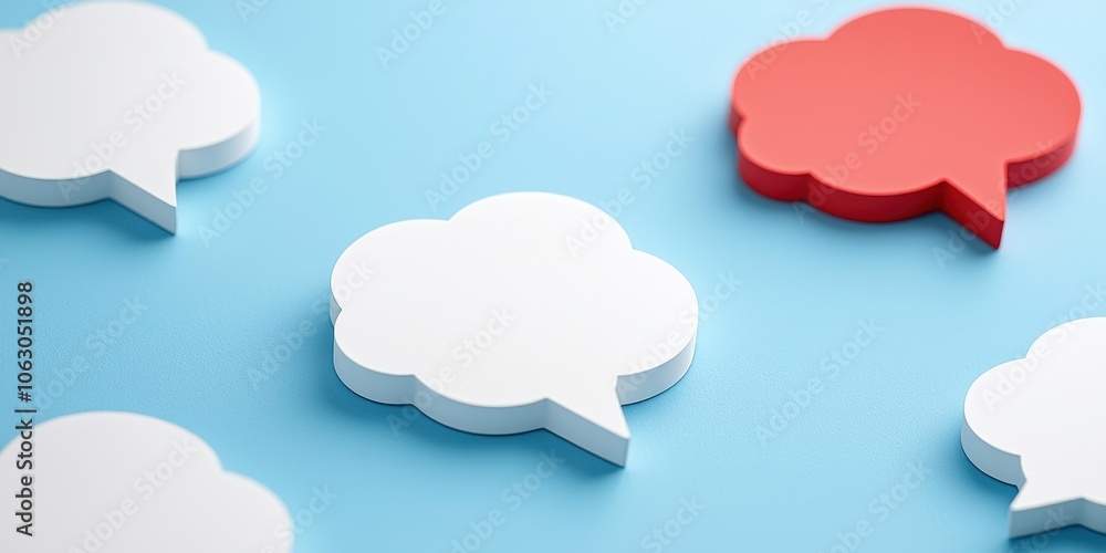 Colorful speech bubbles on a blue background, modern design concept. Colorful speech bubbles on a blue background, modern design concept.