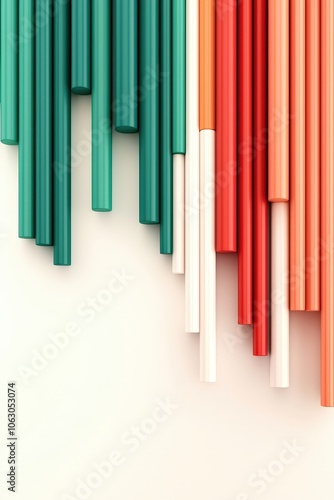 A series of colored rods are arranged in a row, with some being green