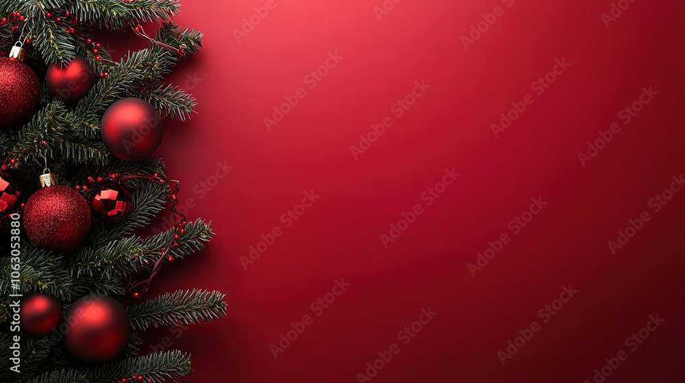 New Year or Christmas concept. Christmas tree decoration and gift boxes. Christmas theme and New Year's background. Christmas ornaments and New Year border decoration. Greeting card. Copy space area New Year or Christmas concept. Christmas tree decoration and gift boxes. Christmas theme and New Year's background. Christmas ornaments and New Year border decoration. Greeting card. Copy space area
