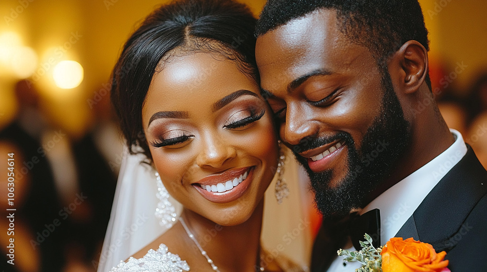 Photo of a bride and groom at a wedding Photo of a bride and groom at a wedding