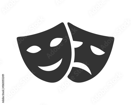 Comedy and Tragedy Masks. Masquerade Mask, Comic and Tragic Vector Icon for Theater or Carnival.
