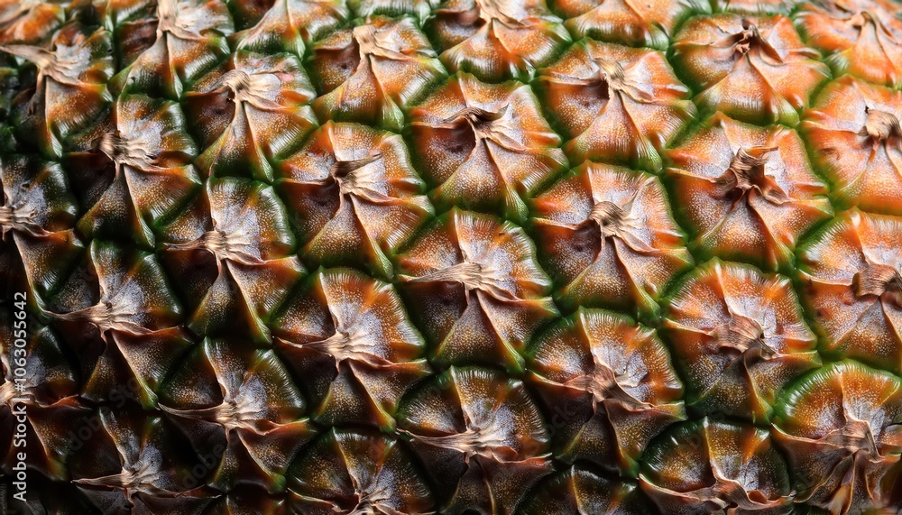 Close-Up of Pineapple Skin Texture with Detailed Green, Yellow, and Orange Patterns. Perfect for Backgrounds, Nature Themed Designs, Food Industry Branding, and Organic Packaging Concepts Close-Up of Pineapple Skin Texture with Detailed Green, Yellow, and Orange Patterns. Perfect for Backgrounds, Nature Themed Designs, Food Industry Branding, and Organic Packaging Concepts